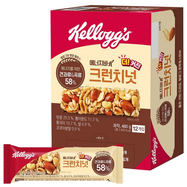 켈로그 에너지바 크런치넛, 40g, 36개