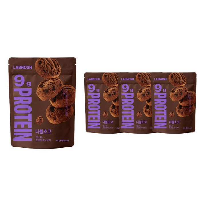 랩노쉬 프로틴 미니쿠키 더블초코, 4개, 40g