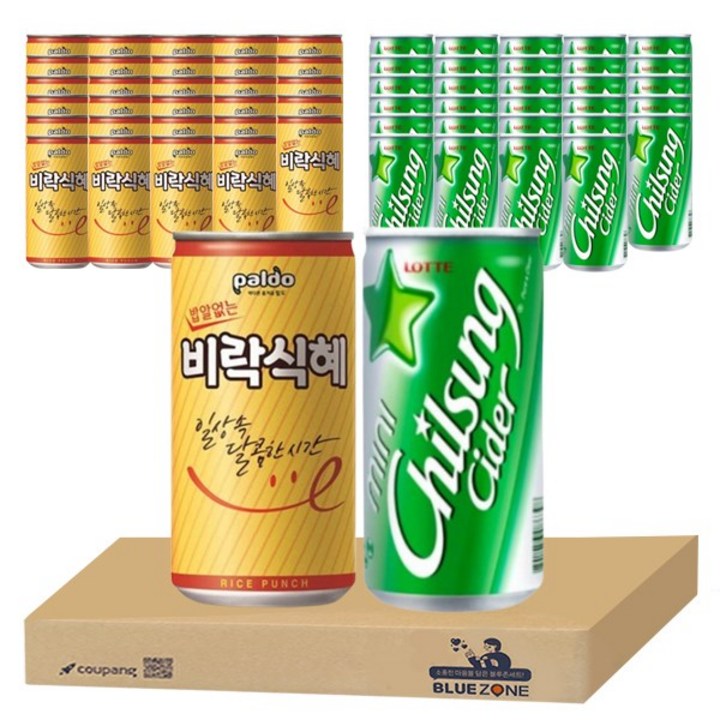 칠성 사이다+팔도 밥알 없는 비락 식혜 1세트, 190ml