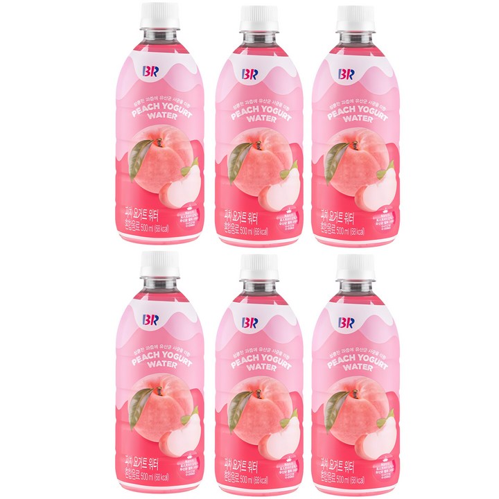 배스킨라빈스 피치 요거트 워터, 500ml, 6개