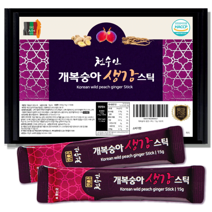 개복숭아 도라지청 생강 스틱, 100개, 15g