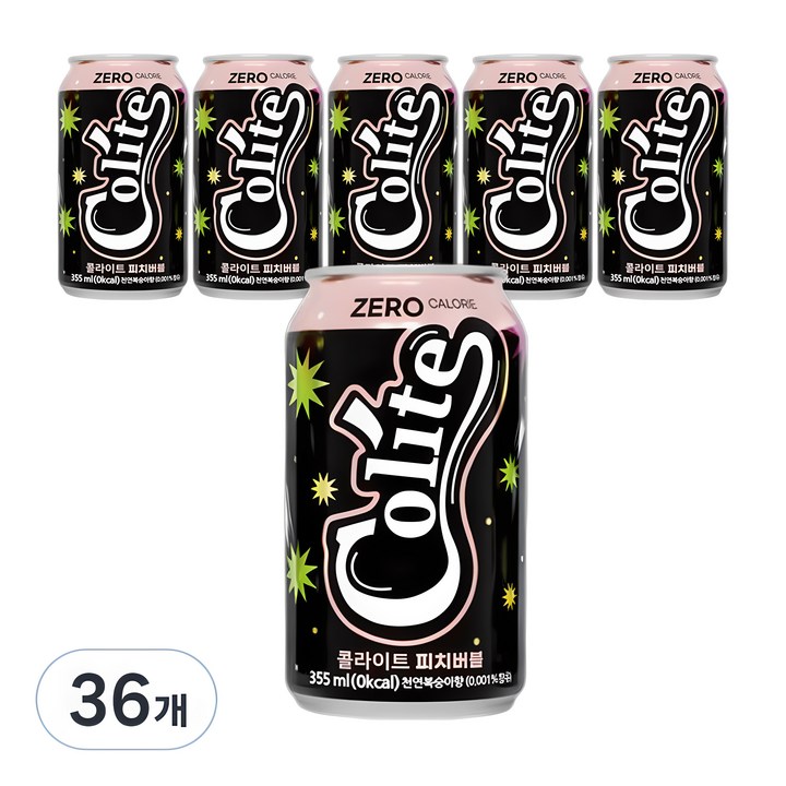 콜라이트 피치버블 제로콜라, 355ml, 36개