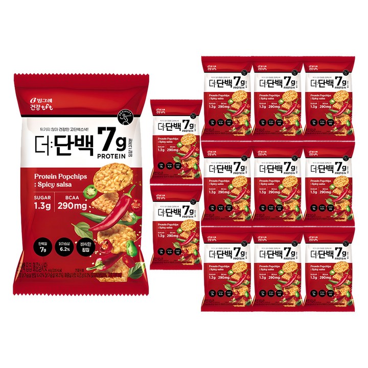 더단백 빙그레 건강tft 팝칩 매콤살사맛, 12개, 44g