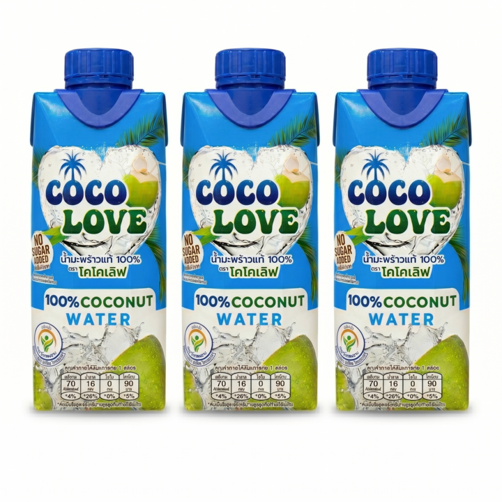 코코러브 태국 100% 코코넛 워터(고칼륨 고마그네슘), 3개, 330ml