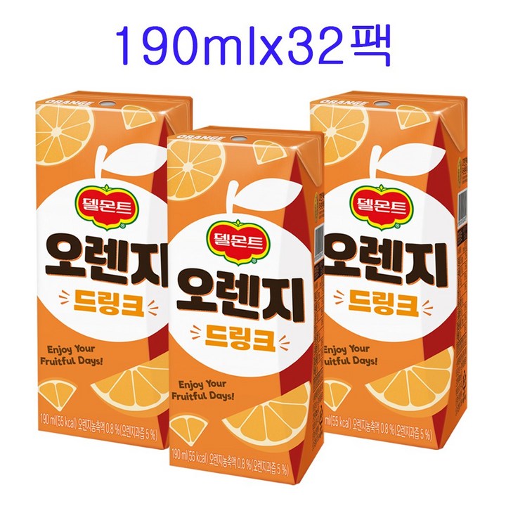 델몬트 드링크 오렌지, 190ml, 32개