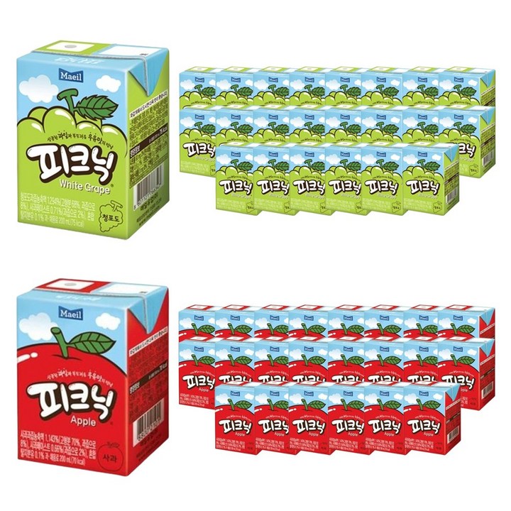 매일 피크닉 사과 200ml x 23개 + 청포도 200ml x 23개, 46개