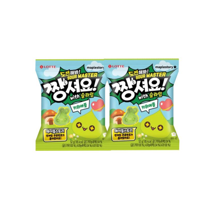 롯데웰푸드 짱셔요 키위애플 메이플스토리 콜라보, 2개, 52g