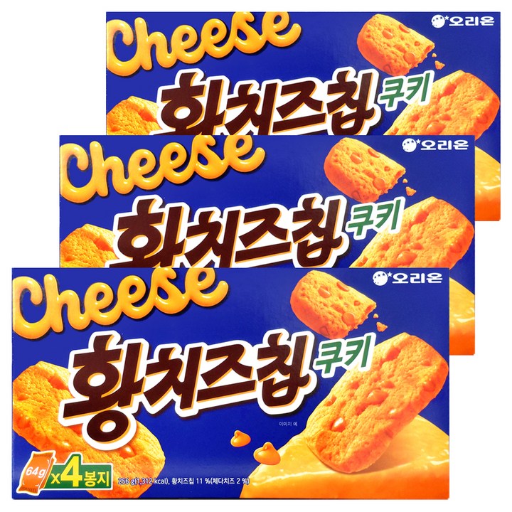 오리온 황치즈칩쿠키, 256g, 3개
