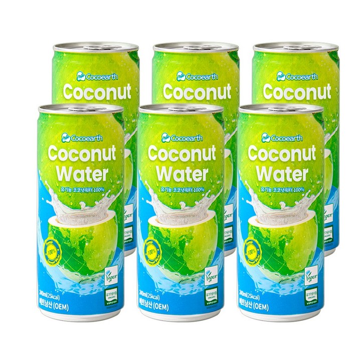 코코어스 프리미엄 유기농 코코넛워터 240ml 6캔, 6개