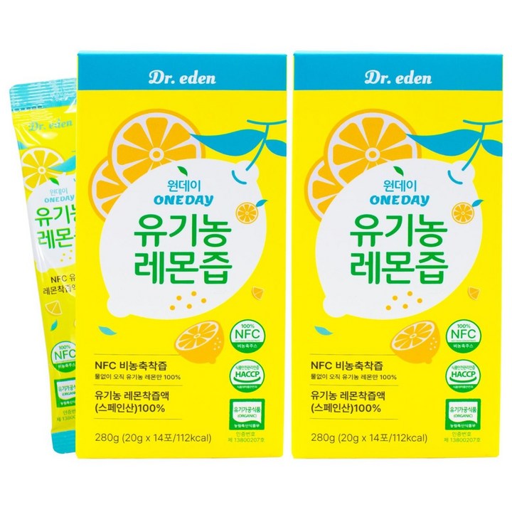 닥터이든 유기농 레몬즙 원액 리얼착즙, 28개, 20g