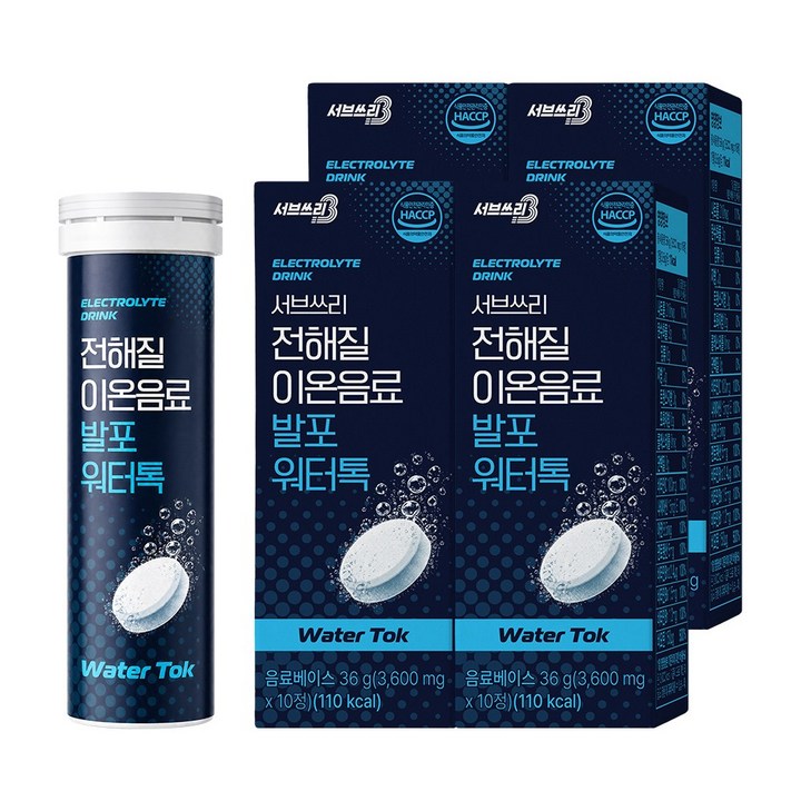 서브쓰리 전해질 이온음료 발포 워터톡, 4박스, 36g
