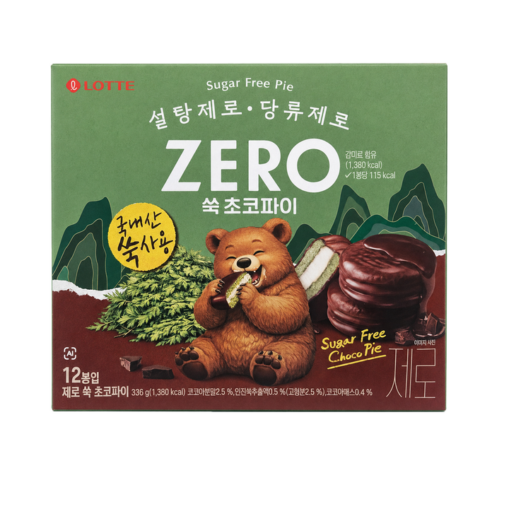 롯데 ZERO 쑥 초코파이, 1박스, 336g