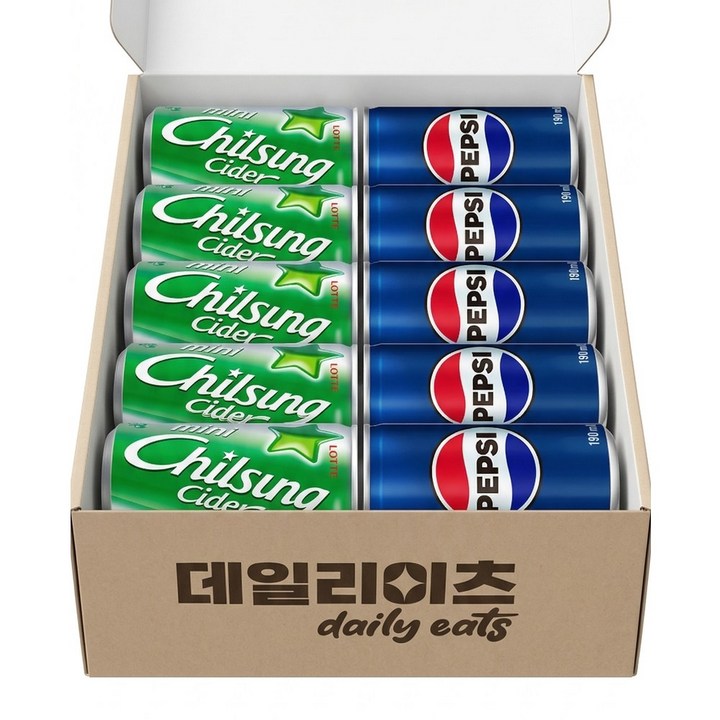 [데일리이츠] 칠성음료 작은캔 탄산 음료수 2종류 10캔 기획세트, 1박스, 190ml