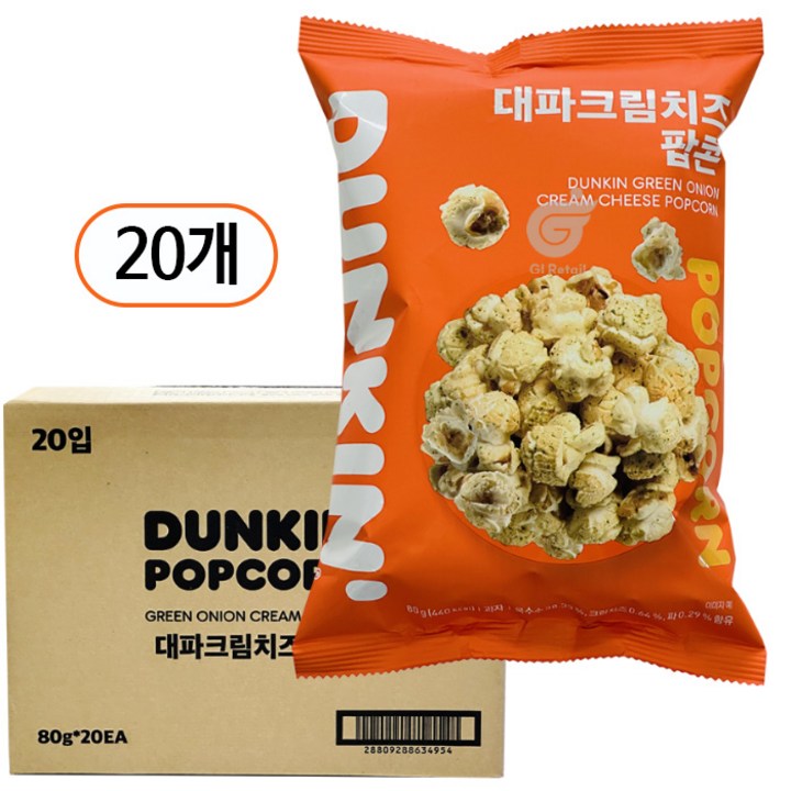 던킨도너츠 대파크림치즈 팝콘, 80g, 20개