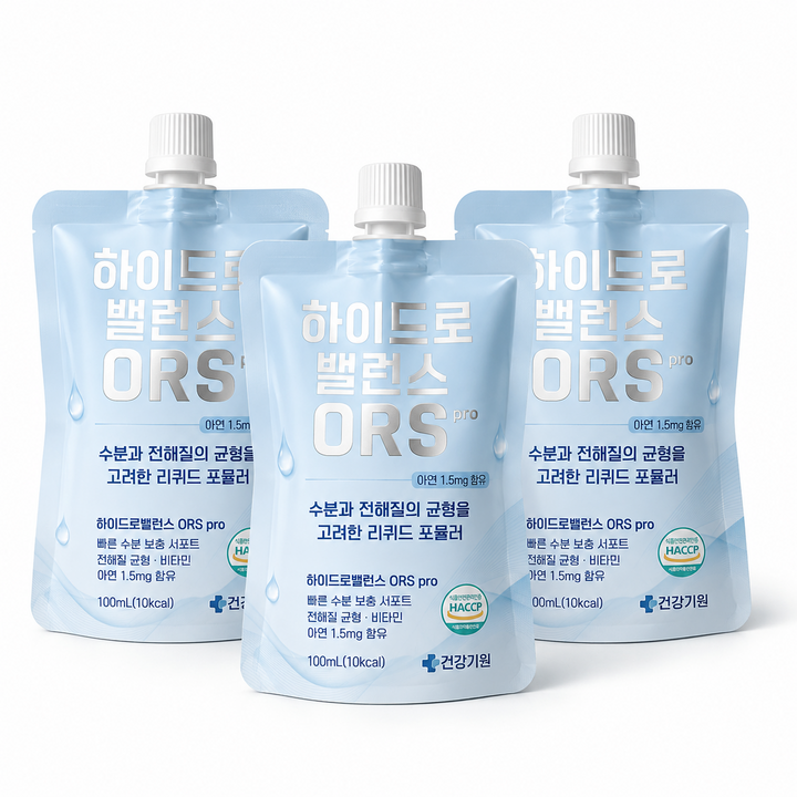 [건강기원] 하이드로밸런스 ORS pro 낱개 포장 미네랄 전해질 아연 수분 보충, 3개, 100ml