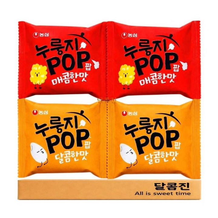 [달콤진] 농심 누룽지팝 달콤한맛 매콤한맛 35.5g 2개씩, 142g
