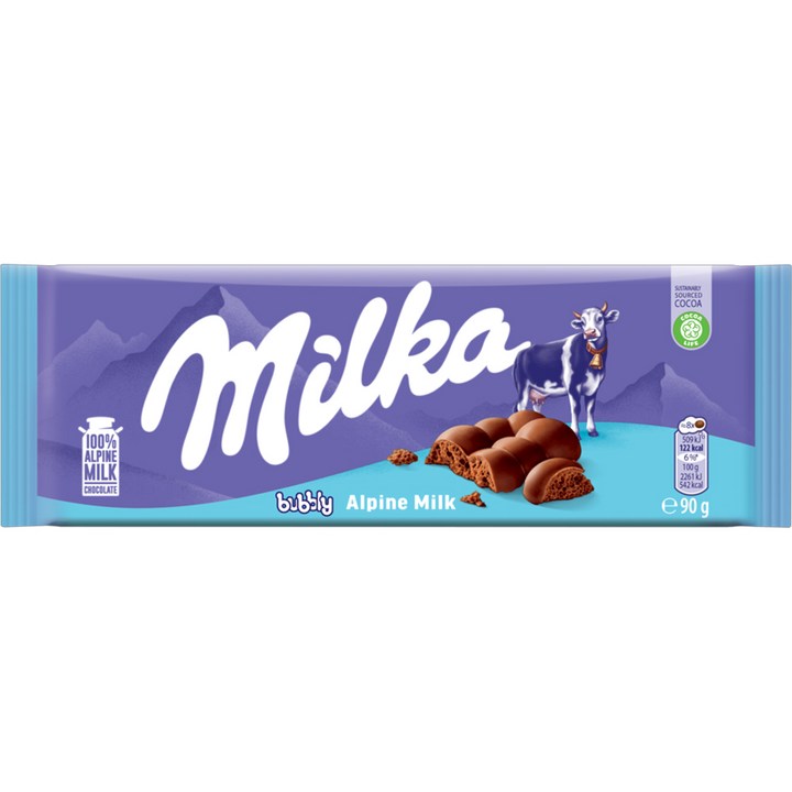 밀카 초콜릿 버블리, 90g, 2개