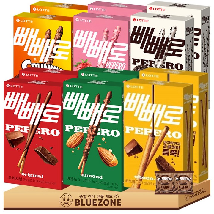 빼빼로 세트 초코2 아몬드2 크런키2 화이트쿠키2 누드2 초코쿠키2 몽실2, 1개, 54g