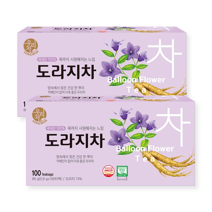 우리차 도라지차, 800mg, 100개입, 2개