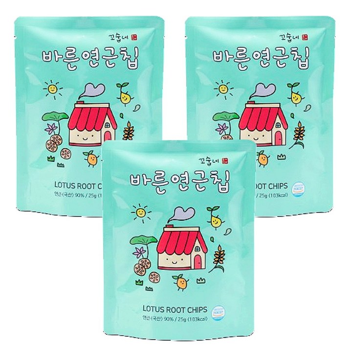 꼬숩네 기름기없이 담백 고소한 무농약 연근칩 3팩, 3개, 25g