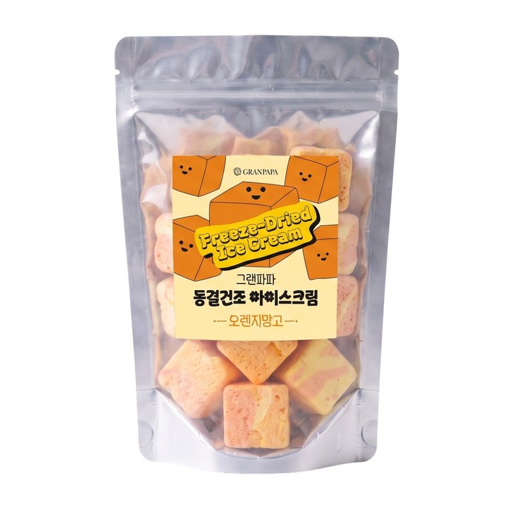 그랜파파 바삭한 프리미엄 디저트 녹지않는 동결건조 오렌지망고 아이스크림, 100g, 1개