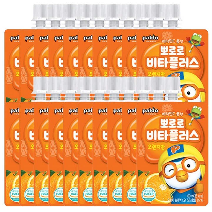 팔도 뽀로로 비타플러스 음료 오렌지, 100ml, 20개