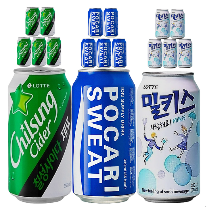 뚱캔세트 밀키스6개+제로사이다6개+포카리6개, 1세트, 340ml