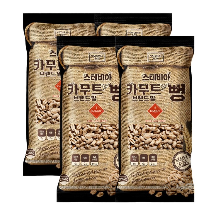 내추럴박스 카무트 브랜드 밀 뻥 무설탕, 150g, 4개