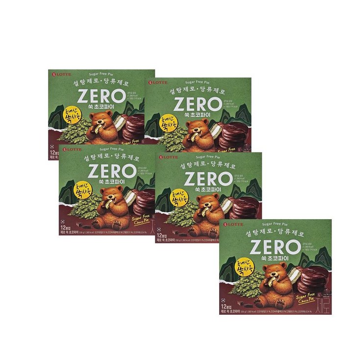 롯데 ZERO 쑥 초코파이, 5박스, 336g