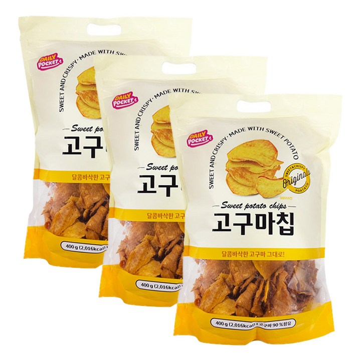 데일리포켓 고구마칩, 400g, 3개