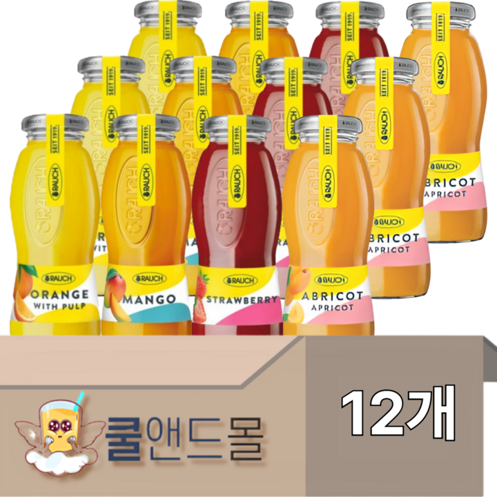 쿨앤드몰 라우치 4종혼합 딸기6 오렌지위드펄프6 망고6 살구6 주스, 12개, 200ml