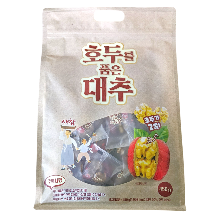 호두를 품은 대추 450g 대추호두말이 개별포장 어르신간식 문과자마을, 1개