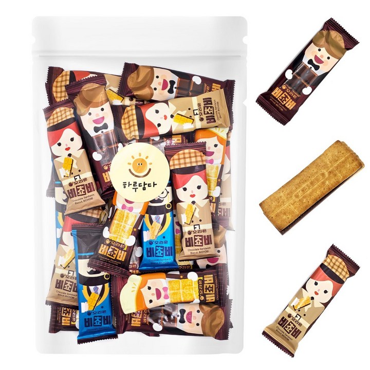 오리온 비쵸비 통초콜릿 초코샌드 비스킷 대용량 홈카페 20개 개별포장, 530g, 1세트