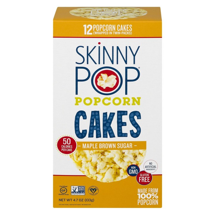 Skinnypop 팝콘 케이크 메이플 브라운 슈가, 11.25g, 12개입