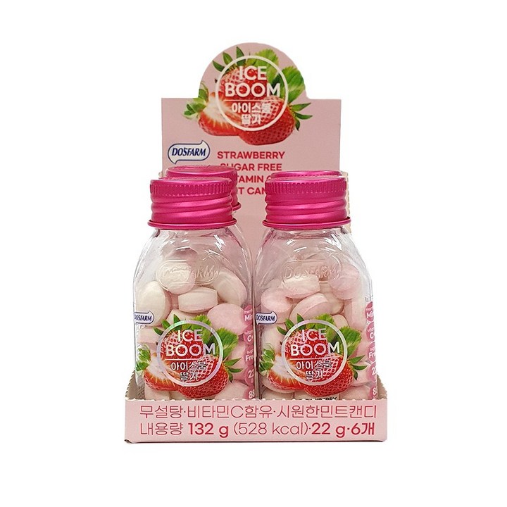 도스팜 아이스붐 딸기향 캔디, 22g, 6개