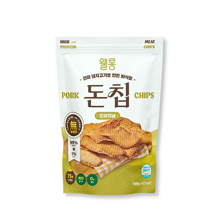 [웰롱 돈칩] 고단백 무첨가 돼지고기칩, 1개, 100g