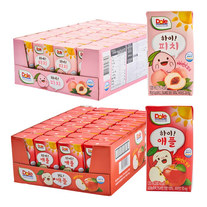 돌 하이 애플 120ml x 32p + 하이 피치주스 120ml x 32p, 3.84L, 1세트