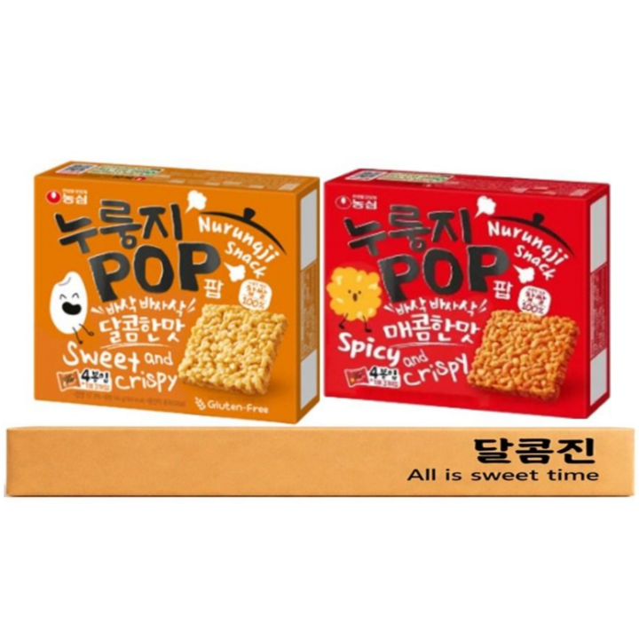 [달콤진] 농심 누룽지팝 달콤한맛 + 매콤한맛, 284g, 1세트