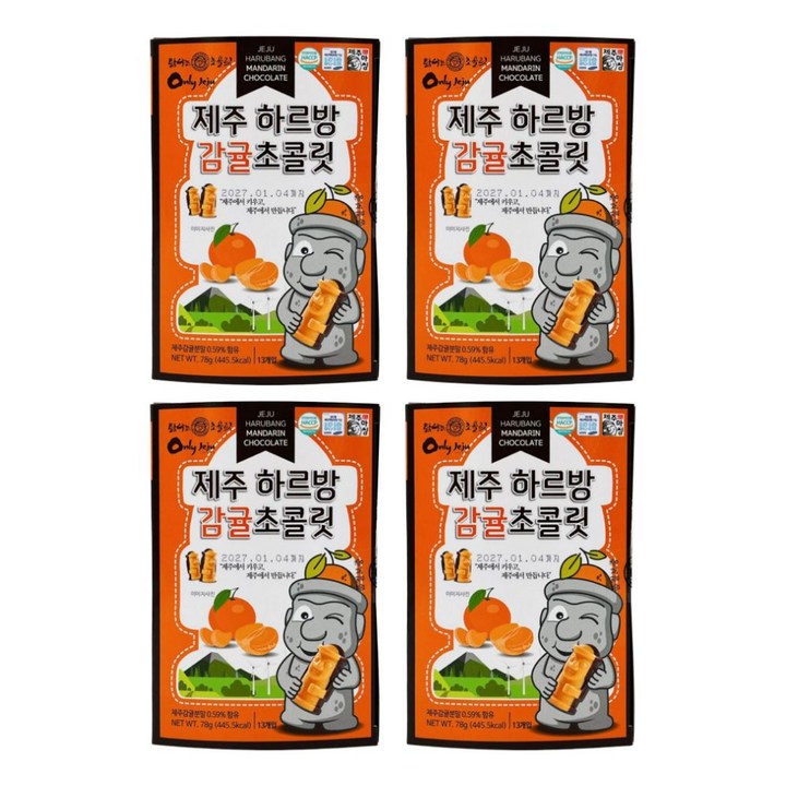 제주 하르방 감귤 초콜릿 여행선물 먹거리 특산품, 78g, 4박스