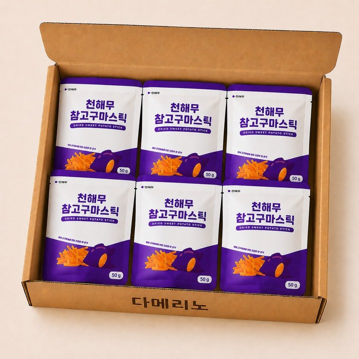 천해무 프리미엄 참고구마스틱 건강 간식 6개세트 아동 어르신 과자, 300g, 1세트