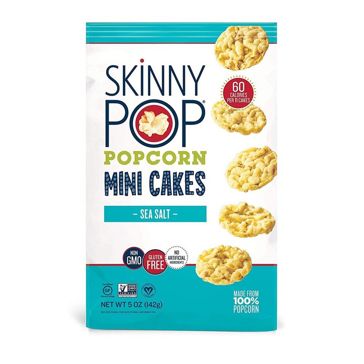 Skinnypop 팝콘 미니 케이크 씨 솔트, 1개, 142g