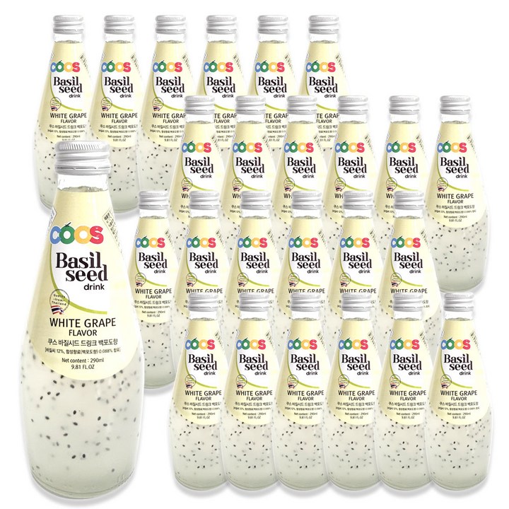 쿠스 바질씨드 드링크 백포도향, 24개, 290ml
