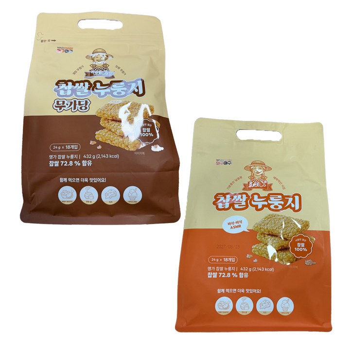 와구마구 명가 찹쌀 누룽지 432g +무가당 432g, 2개
