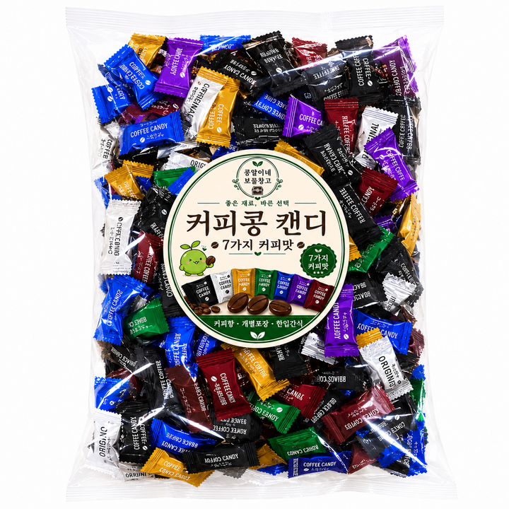 [콩알이네] 씹어먹는 커피콩캔디 7가지맛, 1개, 500g