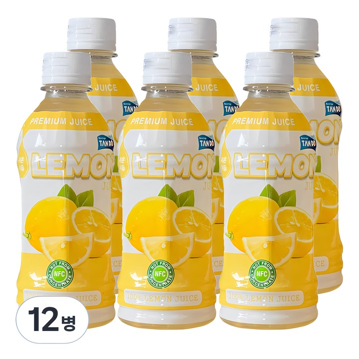 탄도 NFC 레몬 주스 100%, 350ml, 12개