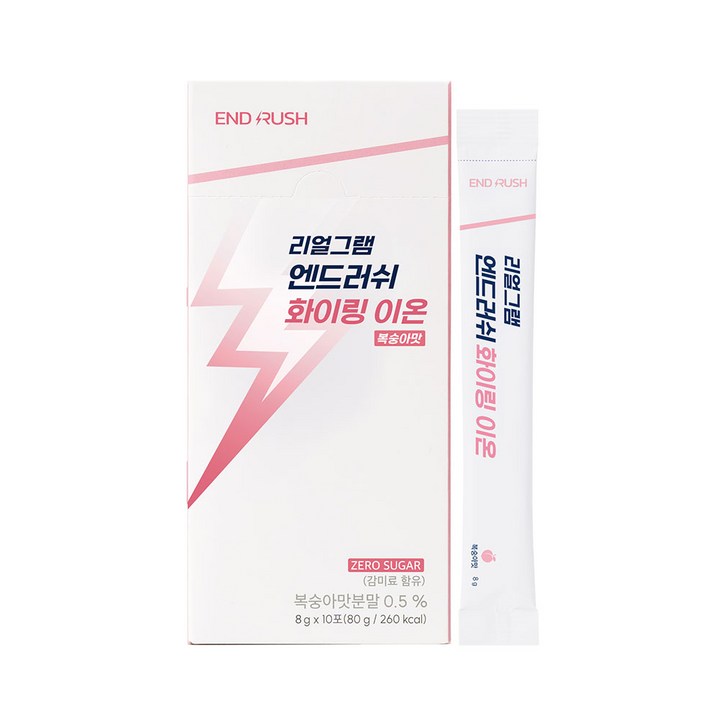 엔드러쉬 화이링 이온 포도당 수분 전해질 음료 복숭아맛, 10개, 8g