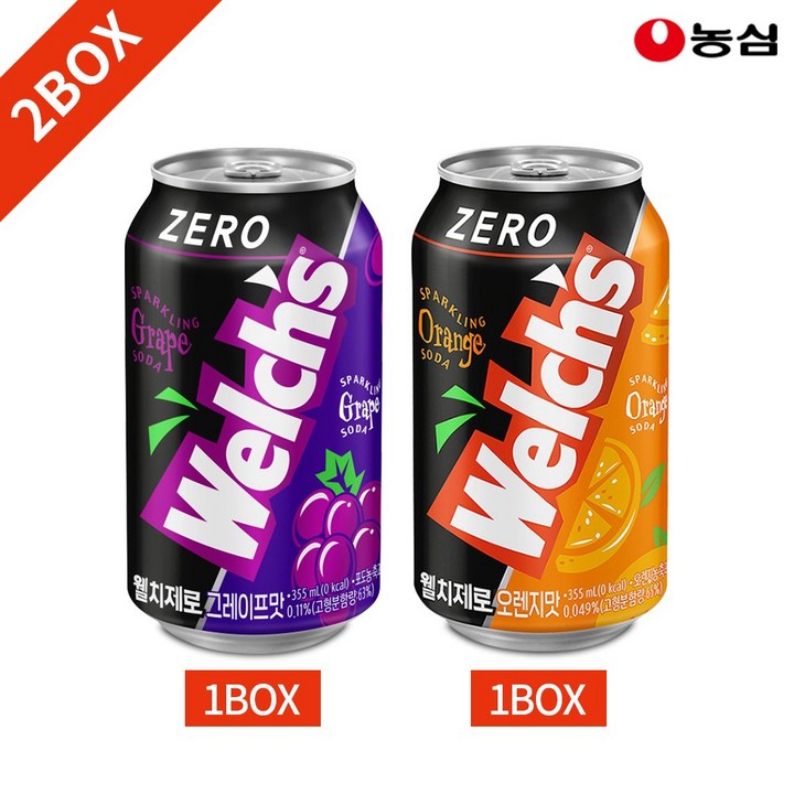 웰치스 포도 오렌지 제로 2박스 묶음, 1세트, 355ml