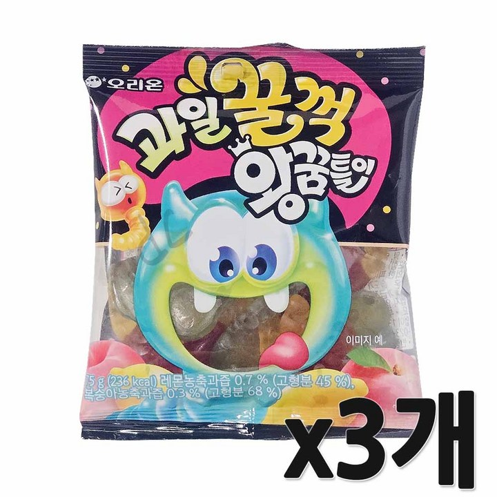 오리온 과일꿀꺽 왕꿈틀이, 75g, 3개