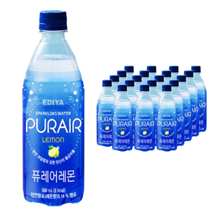 이디야 퓨레어 탄산수 500ml x 20페트, 20개, 레몬