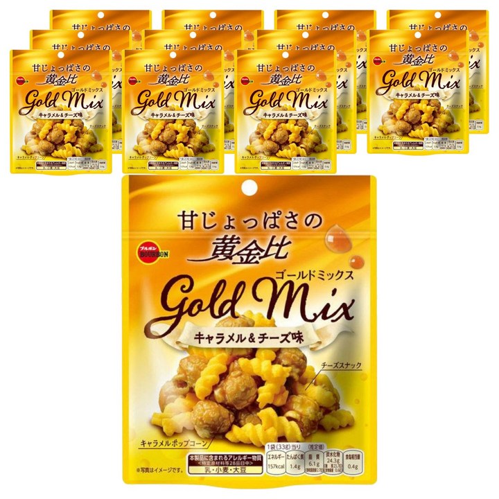 부르본 단짠의 황금비율 골드 믹스 카라멜 & 치즈 맛, 33g, 12개